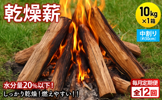 
                  ＜毎月定期便＞乾燥薪 キャンプ用 10kg 中割(約30cm) 広葉樹ミックス全12回【4087722】
                