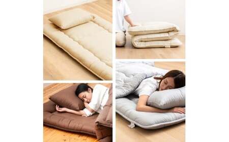 〈選べるカラー〉 洗える 羊毛混 敷布団 セミダブル フランス産 プレミアムウール使用 軽い 軽量 （120cm x 210cm） （ アイボリー ／ オリーブグレー ／ ベージュ ／ ブラウン ） 