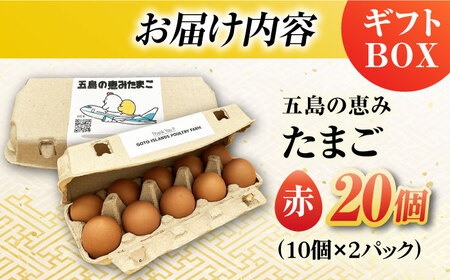 【ギフトBOX】五島の恵みたまご M-Lサイズ 20個入 / 卵 赤玉子 五島市 / 五島列島大石養鶏場 [PFQ003]  玉子 タマゴ 鶏卵 希少 五島列島