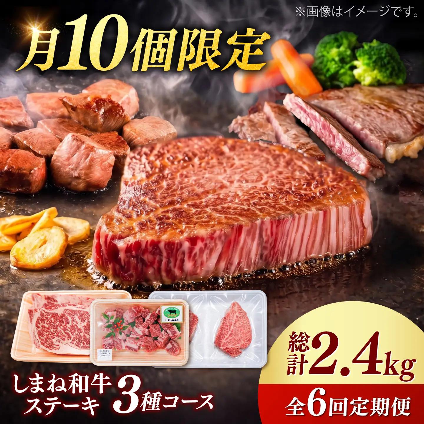 シャトーブリアン含む【全6回定期便】しまね和牛＜ステーキ3種コース/計2.4kg＞ / シャトーブリアン  [AIDQ010]