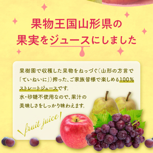 ねっづぐすぼた100％ジュースセット 滝口観光果樹園提供 hi030-050　（果汁100％ ストレートジュース 詰め合わせ フルーツ 果物 りんご もも  ぶどう ラ・フランス 産地直送 山形 お取