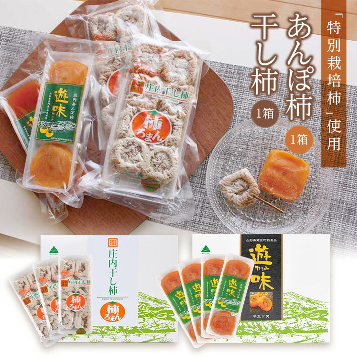 【ふるさと納税】庄内干し柿「柿ろまん」と庄内あんぽ柿「遊味」のセット 各1箱 山形県遊佐町産 庄内柿 2025年12月上旬〜2026年1月下旬頃お届け 冷蔵便 ※離島発送不可 東北 庄内地方 干柿 かき カキ 特別栽培柿 エコファーマー ドライフルーツ 半生