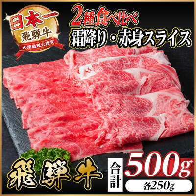 【ふるさと納税】飛騨牛 霜降・赤身スライス食べ比べセット 計500g【配送不可地域：離島】【1543810】