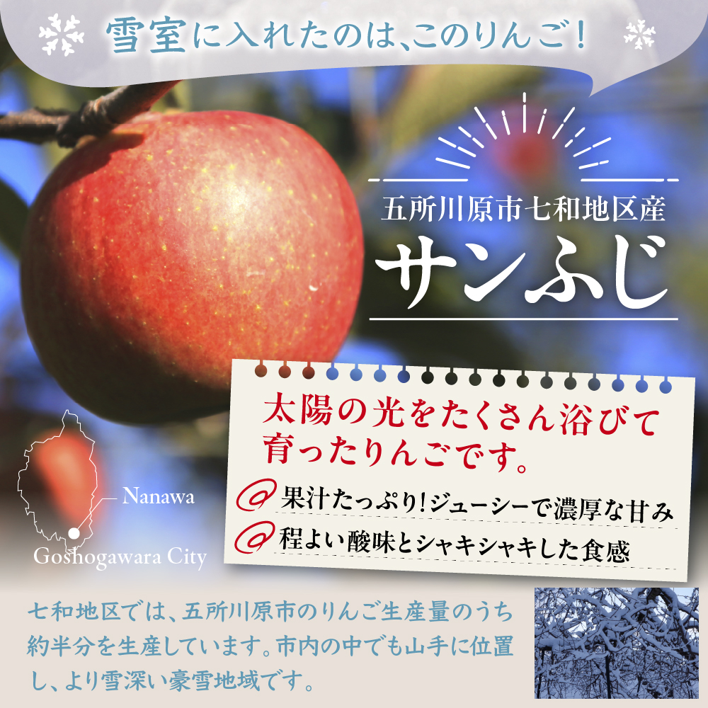 雪室りんご サンふじ 2kg 程度（6～10個程度）【2025年3月上旬～下旬 順次発送】青森りんご 青森 りんご 林檎 リンゴ 2キロ 五所川原 雪室 雪 貯蔵 ringo