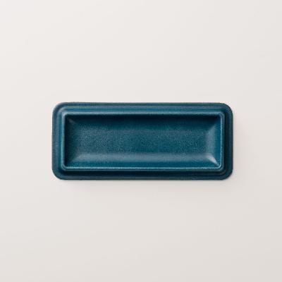 ふるさと納税 富山県 colm レザートレイ　Mサイズ　ブルー　「立体成型で作った本革製トレイ」