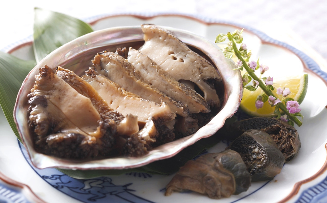 
            A459a 天然黒あわびのクエだし柔らか煮(中)4枚セット
          