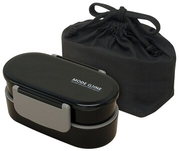 巾着付き２段タイトランチボックス 総容量670ml モードライン 弁当箱 ランチボックス 5-139