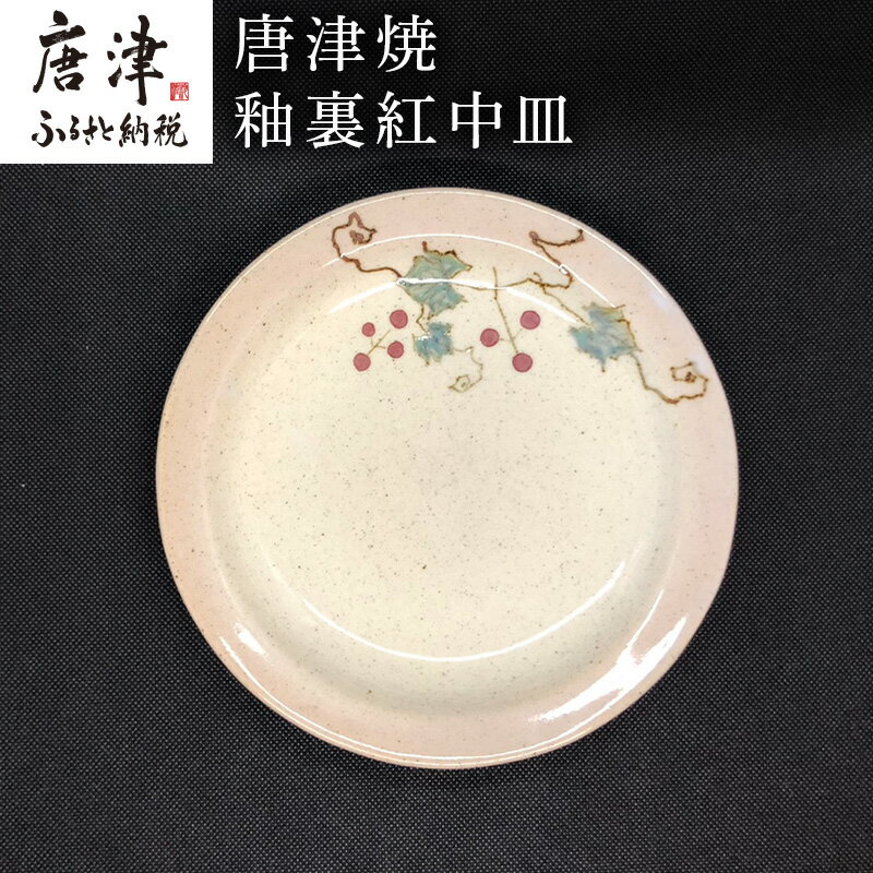 【ふるさと納税】唐津焼 釉裏紅中皿 かわいい 丸皿 プレート 取り皿 デザート ギフト「2025年 令和7年」