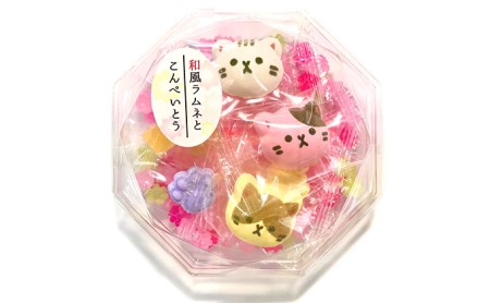 〈京の老舗和〉かわいい「和スイーツ」セット（ねこもにゃか＆あにまろ＆ラムネ金平糖）最中 マシュマロ こんぺいとう