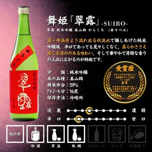 諏訪五蔵 純米吟醸 日本酒 飲み比べ セット 720ml 3本 舞姫 「翠露」 麗人 「純米吟醸 麗人」 真澄 「漆黒」 102-48