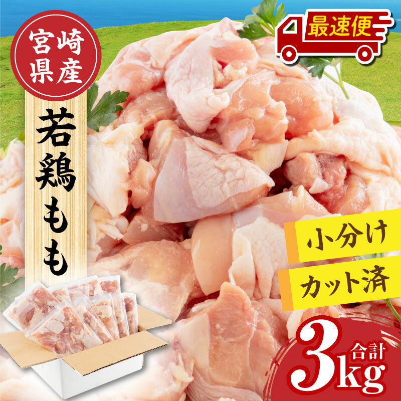 鶏もも肉 若鶏もも肉 小分け ひとくちサイズ カット済み 合計3キロ 鳥もも肉 国産 宮崎県産 鶏肉 鳥肉 とり肉 若鳥 若どり とり 冷凍 真空 鶏もも 若鶏もも 鳥もも とりもも 鶏モモ 若鶏モモ 鳥モモ とりモモ 300g 10パック 3kg