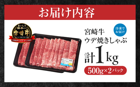 宮崎牛赤身（ウデ）焼きしゃぶ1kg 牛肉 ブランド牛 和牛 赤身 ウデ肉 ウデ 焼きしゃぶ しゃぶしゃぶ すき焼き 贈答用 贈答 贈り物 ギフト 記念日 誕生日 炒め物 惣菜 おかず 内閣総理大臣賞4