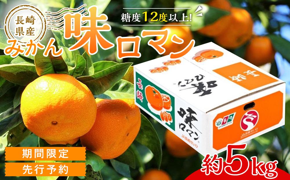 【糖度12度以上！】長崎県産 みかん 味ロマン 約5kg ＜期間限定／先行予約＞【2026年11月中旬以降順次発送】