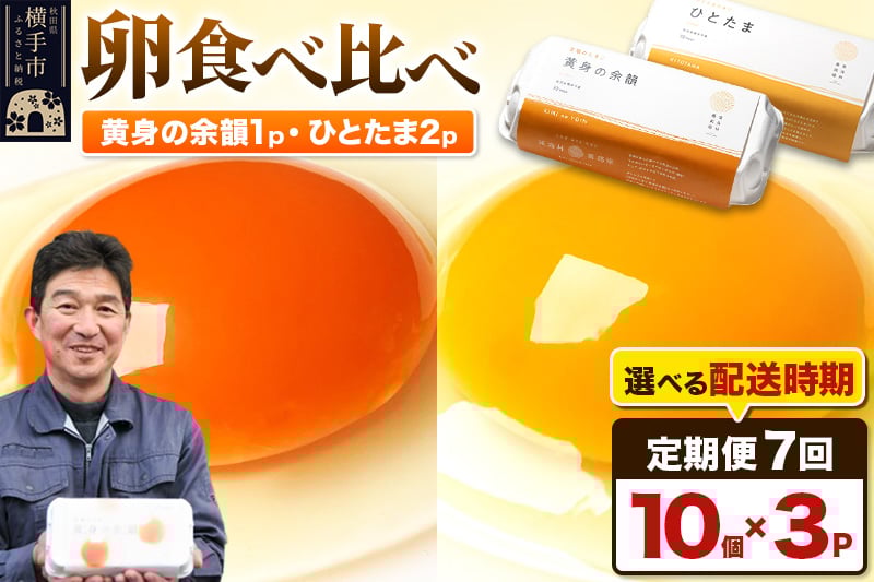 
《定期便7ヶ月》黄身の余韻10個×1P・ひとたま10個×2P 計30個【発送時期が選べる】
