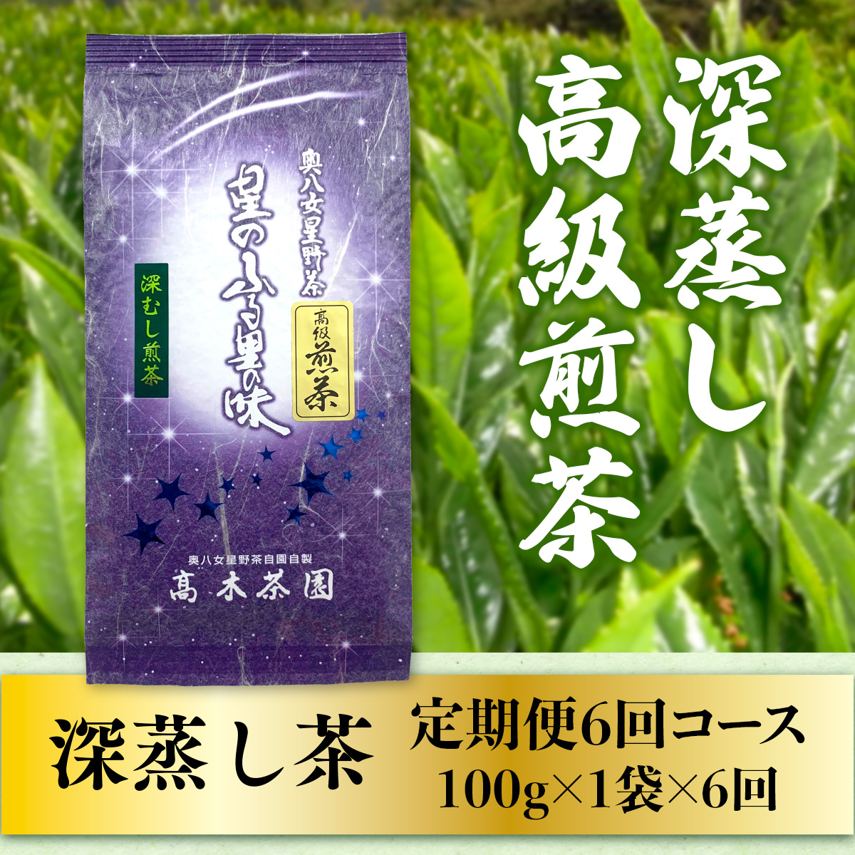 【定期便】奥八女星野村 深蒸し高級煎茶(深蒸し茶)1袋[100g] 6回コース UX018