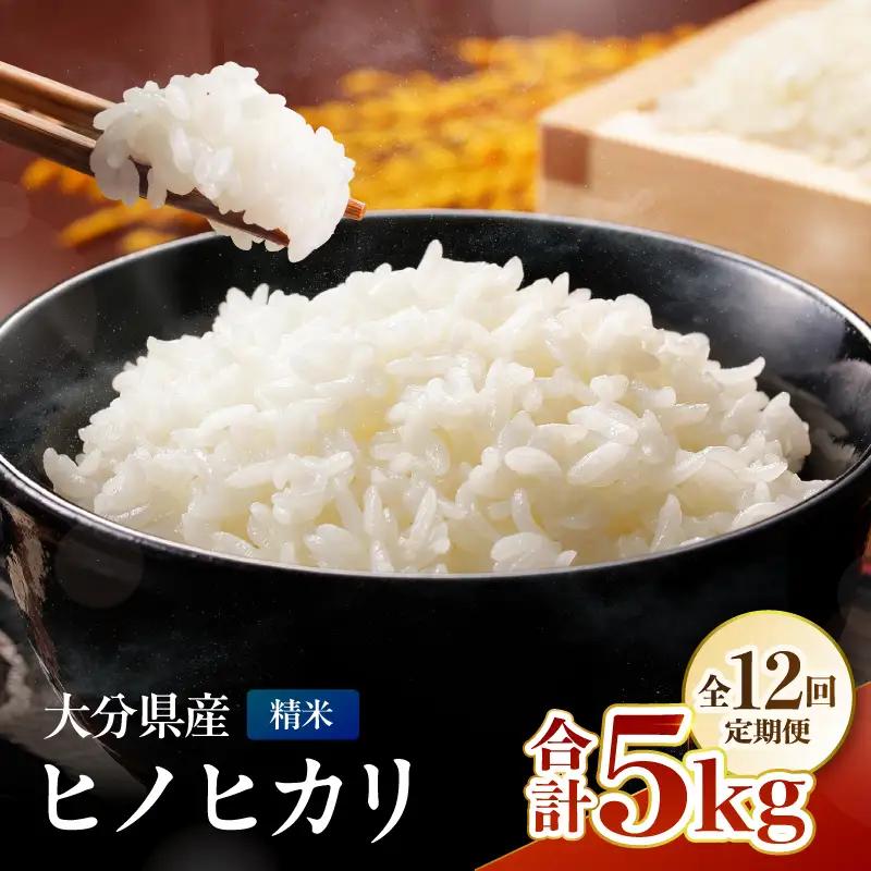 【定期便12回】お米 ヒノヒカリ 精米 5kg | 米 おこめ こめ ひのひかり 白米 5キロ 国産米 おいしいお米 定期 定期便 大分県産 九州産 中津市