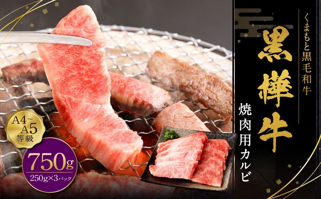 
黒樺牛 焼肉用カルビ 750g（250g×3パック） お肉 肉 牛肉 ブランド黒毛和牛 和牛 黒毛和牛 ブランド牛 焼き肉 焼肉 BBQ バーベキュー カルビ 冷凍 国産 九州産 冷凍
