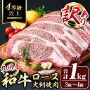 【ふるさと納税】＜訳あり＞九州産和牛ロース大判焼肉(合計1kg・3枚～4枚) 4等級以上 国産 真空包装 真空パック リブロース ステーキ 牛 うし 牛肉 アウトドア BBQ 冷凍【サンキョーミート株式会社】