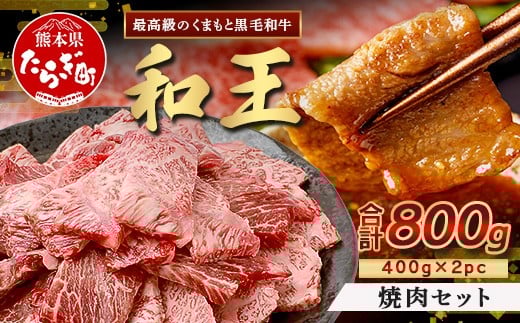 【3月発送】くまもと黒毛和牛(和王) 焼肉 セット 800g(400g×2)  ブランド牛 肉 焼き肉 やきにく BBQ アウトドア 牛肉 小分け 冷凍 精肉 国産 牛 プレミアム品質 年内発送 年内配送 年末年始 122-0511-03