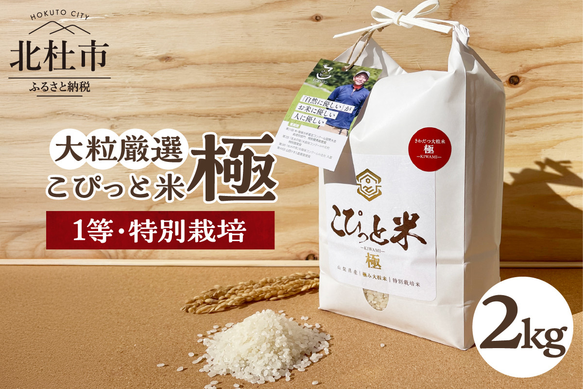 
                  【令和7年度米】こぴっと米【極】2kg 大粒厳選・1等特別栽培米 100％  米 精米 大粒 厳選 北杜市産 お米
                