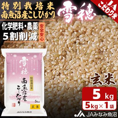 ふるさと納税 南魚沼市 【令和8年産＼新米/】食の安全と環境配慮の農薬5割削減「特別栽培米南魚沼産こしひかり雪穂」玄米5kg