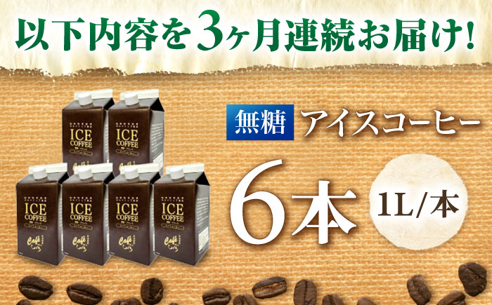 【3回定期便】 ひぐちのアイスコーヒーネルドリップ抽出無糖 1リットル6本 珈琲 ブラック パック 岐阜市/珈琲工房ひぐち [ANDP011]