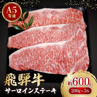 飛騨牛A5等級　サーロインステーキ　約600g(200g×3)【配送不可地域：離島】