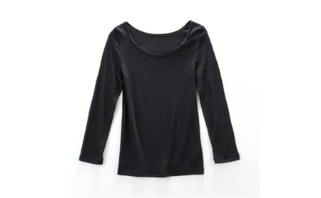《絹生活研究所》インナー／レディース／8分袖／ブラック インナーウェア 下着 肌着 ファッション 服 女性  Lサイズ