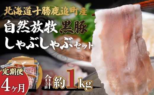 【定期4ヶ月】鹿追産 自然放牧黒豚しゃぶしゃぶセット 【 ふるさと納税 人気 おすすめ ランキング 黒豚 豚肉 肉 ポーク 黒豚肉 黒豚ロース 黒豚肩ロース 黒豚バラ肉 しゃぶしゃぶ 北海道 鹿追町 送料無料 】 SKN028