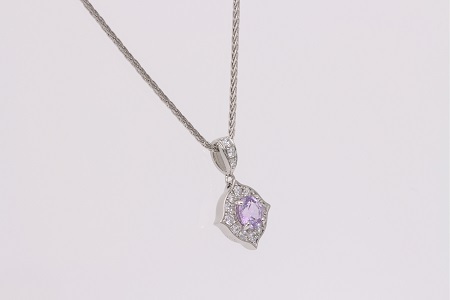 Pt999 プラチナ パープル 非加熱 サファイア ダイヤモンド ネックレス ジュエリー アクセサリー 人気 おすすめ レディース 非加熱サファイア 0.6ct ダイヤ 0.21ct カラット ナチュ
