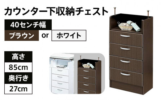 
40センチ幅カウンター下収納チェスト 完成品 BRとホワイトの2色対応 北欧風モダン収納庫 ホーム 【開梱／設置】 CI010_P
