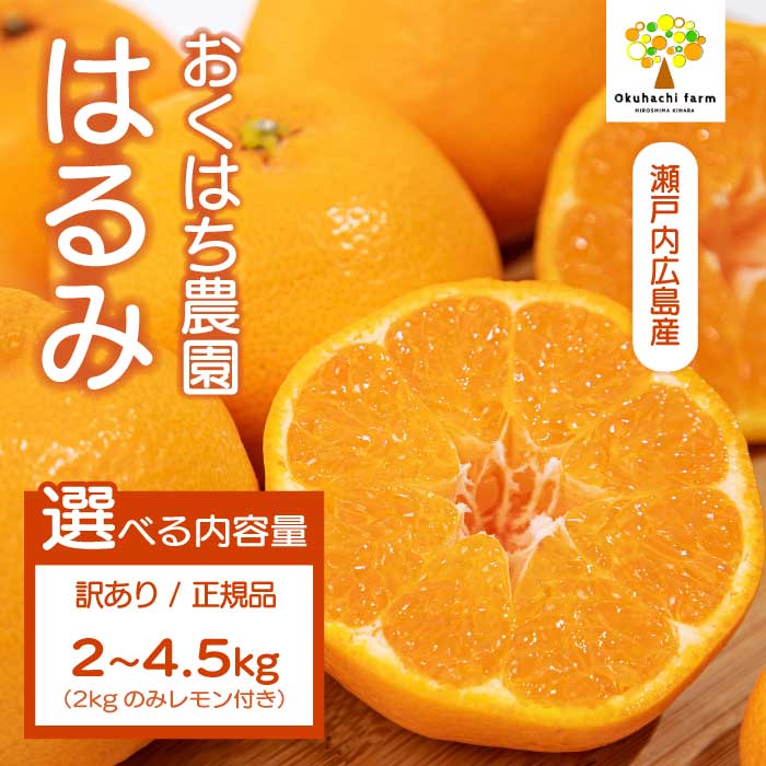 【ふるさと納税】はるみ 2.5kg/4.5kg 訳あり 選べる容量 《2027年2～3月発送予定》 栽培期間中 防腐剤 ワックス 不使用 おくはち農園 旬 柑橘 かんきつ フルーツ 果物 瀬戸内 166007-r