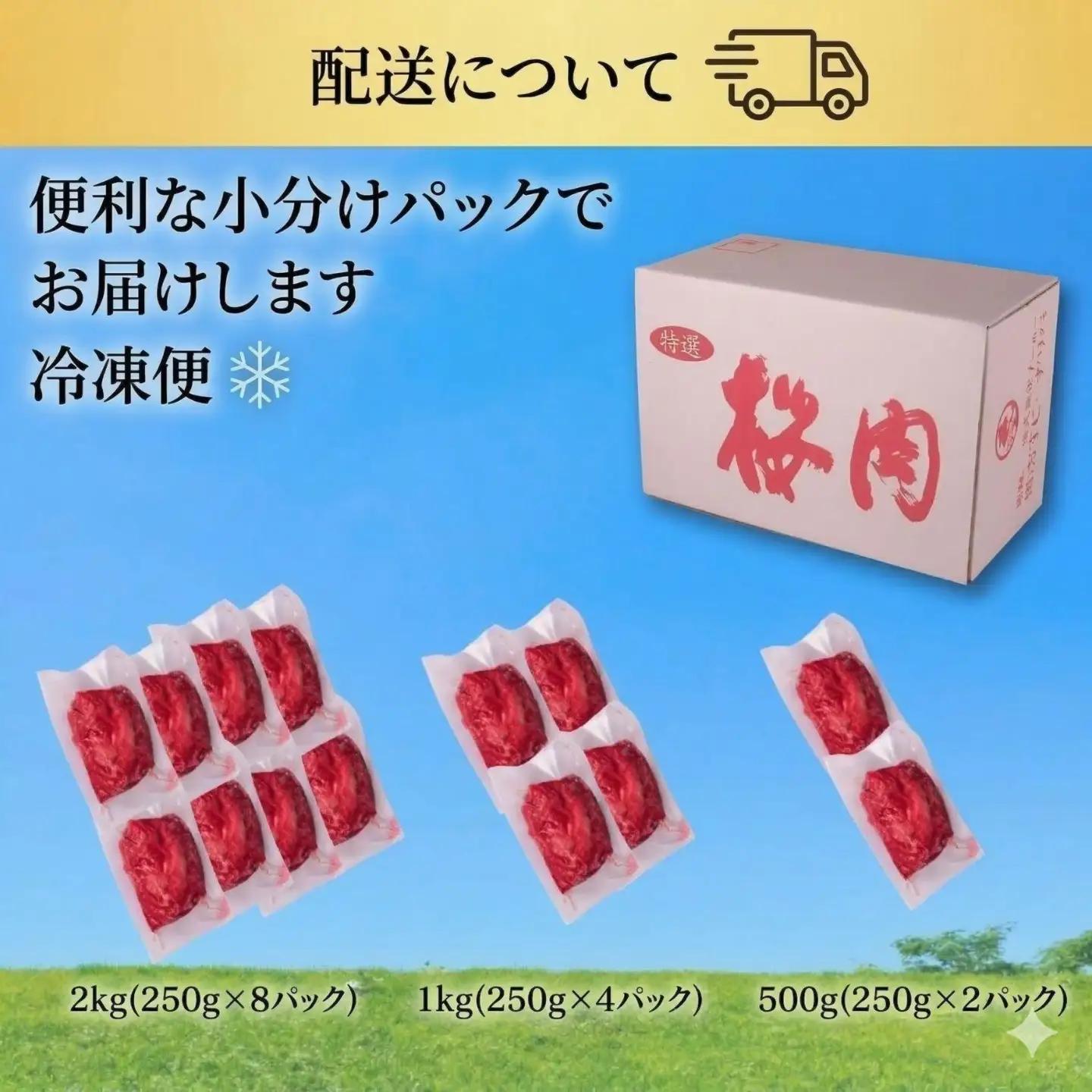 ペットフード 【馬肉切落し】 冷凍・真空包装(250ｇ×8パック)