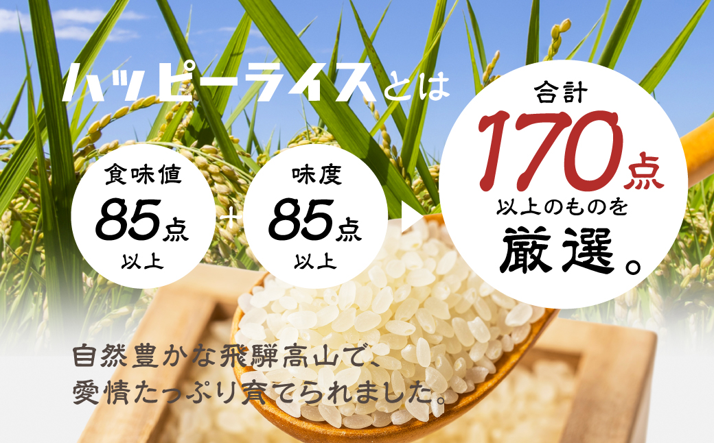 飛騨高山最高級米 ハッピーライス 5kg×3袋 コシヒカリ ｜ 白米 こしひかり 精米　JQ032