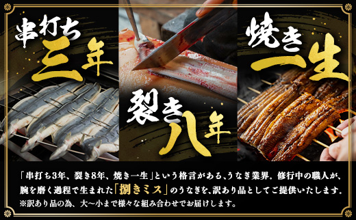［訳あり・不揃い］うなぎ白焼き 合計1kg（4～10尾入り）玄人の一品 バラツキ 数量限定 宮崎県産 冷凍 蒲焼タレ付【E224】