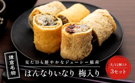【真空急速冷凍】 鎌倉名物　はんなりいなり梅入り（大/ 12個入り）×3セット