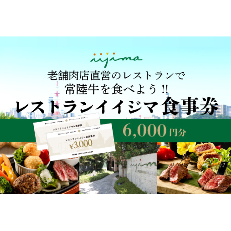  レストラン 食事券 水戸 茨城県 創業45年 レストランイイジマ 常陸牛 ディナー ランチ クーポン 寄付 2万円 6000円分 和牛 優待券 お食事券 体験 洋食 夫婦 返礼品 ギフト 故郷納税 お祝い（DU-122）