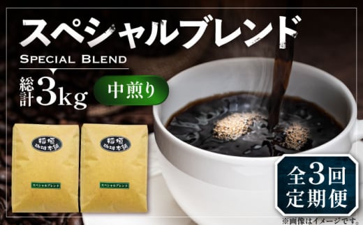 【粉でお届け】【全3回定期便】スペシャル ブレンド コーヒー 500g×2 ( 中煎り ) 《豊前市》【稲垣珈琲】 珈琲 コーヒー 豆 粉 [VAS173]