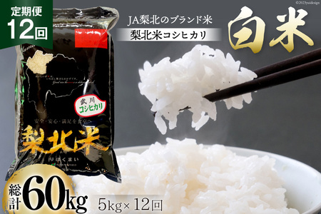 【12回 米 定期便 】 武川米 コシヒカリ 5kg×12回 総計60kg / 梨北農業協同組合 / 山梨県 韮崎市 [20741439] こしひかり お米 おこめ こめ コメ 精米 ご飯 ごはん 白