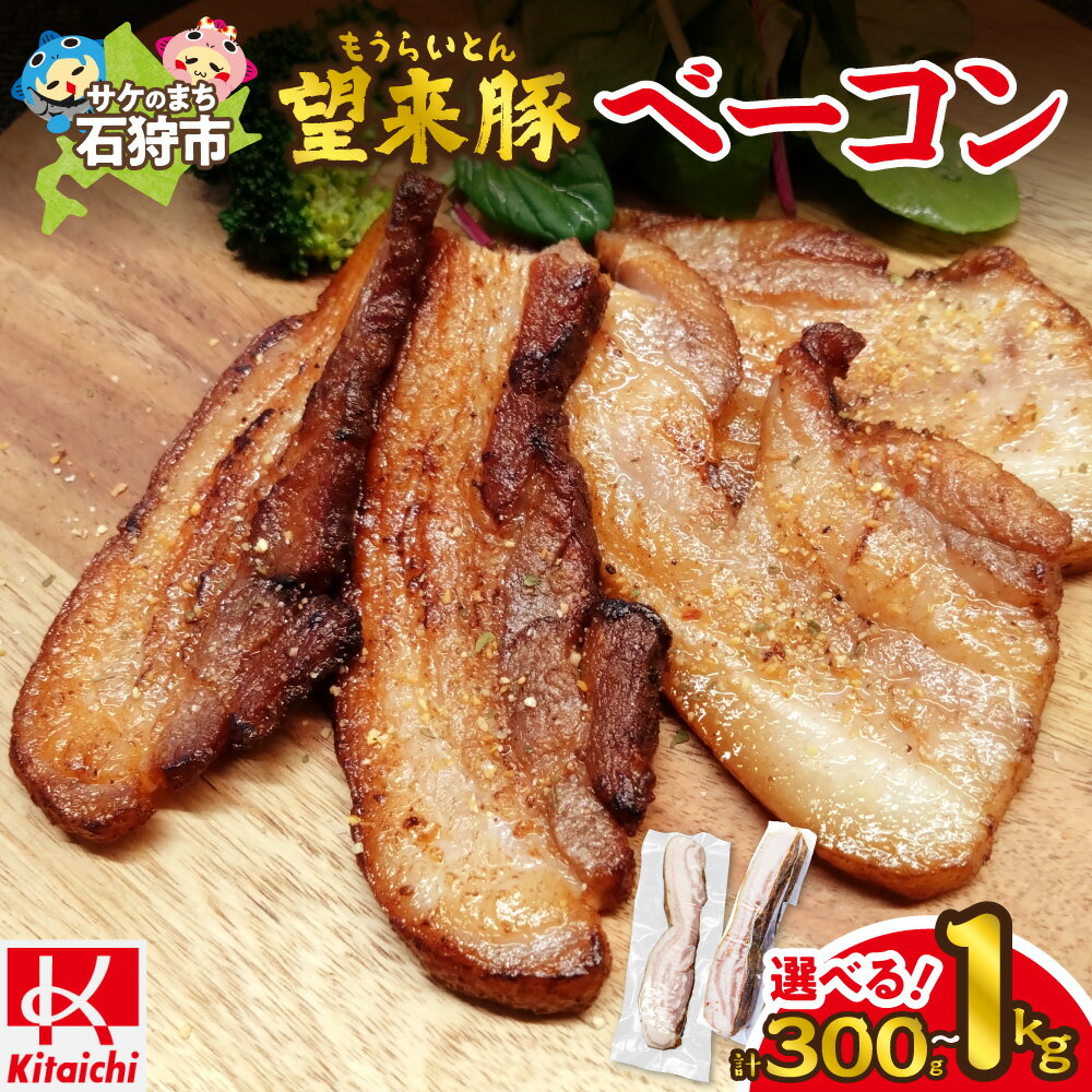 【ふるさと納税】《レビューキャンペーン》 無添加 望来豚ベーコン ブロック 【 選べる 容量 】 300g 500g 800g 1kg 無添加 ベーコン ベーコンステーキ 豚 豚肉 冷凍 大容量パック 北海道 石狩市