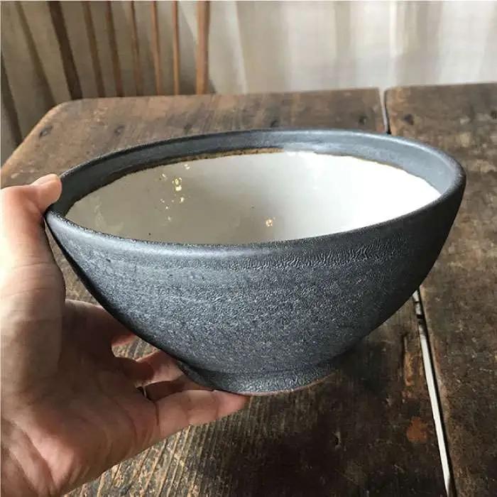 【 アイアン ブラック シリーズ 】 麺鉢 ペア 糸島市 / うつわと手仕事の店 研　器 陶器 食器 クラフト 手作り [ARD010]