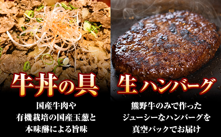 牛肉 熊野牛 加工品 バラエティ セット ミニ ローストビーフ 生ハンバーグ 牛丼の具 約 970g 株式会社Meat Factory《30日以内に出荷予定(土日祝除く)》和歌山県 日高川町 熊野牛 
