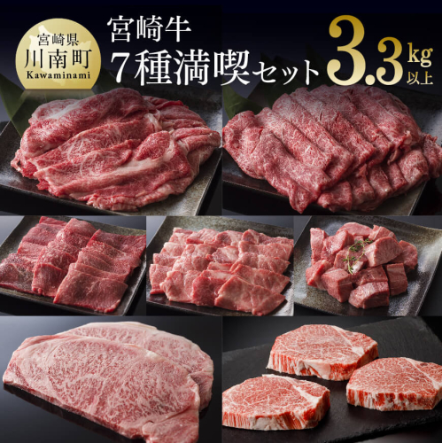 宮崎牛 満喫セット 7種 3.3kg 【肉 牛肉 黒毛和牛 肉質等級4等級以上 5等級 A4ランク A5ランク 精肉】 宮崎県川南町