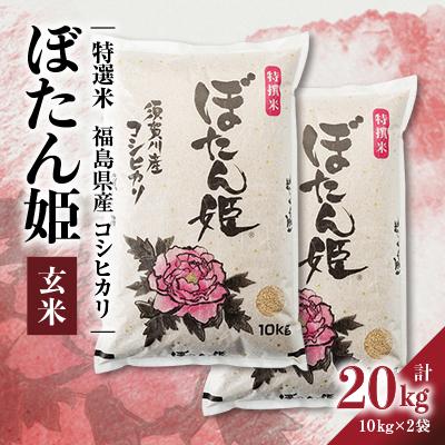 ふるさと納税 須賀川市 【地元ブランド】令和7年産ぼたん姫玄米　20kg