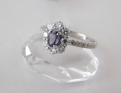 【一点もの】アレキサンドライト（0.43ct）ダイヤモンドプラチナリング　J10　K06084-H