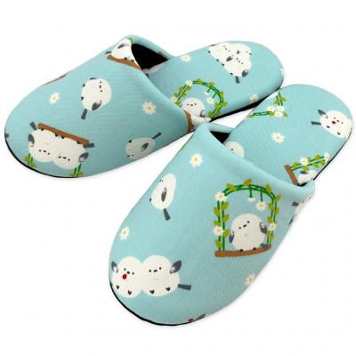 ふるさと納税 宮城県 花とシマエナガソフト子供用スリッパ　約20cmまで ブルー