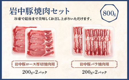 岩中豚焼肉セット (合計約800g）豚ロース厚切 豚バラ 焼肉用 焼肉セット 盛岡市 国産  豚肉 お肉 豚バラ 豚ロース バラ ロース 焼肉