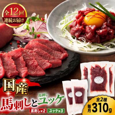 ふるさと納税 山鹿市 【毎月定期便】国産馬刺し と ユッケ のセット全12回
