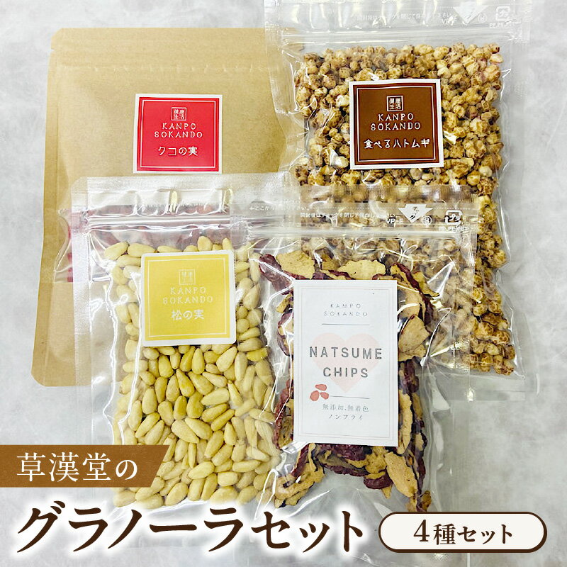 【ふるさと納税】草漢堂 グラノーラ グラノラ シリアル ハトムギ クコの実 松の実 なつめチップ 4点 セット チャック袋 保存に便利 朝食 軽食 食品 健康食品 加工食品 グッズ ヘルスケア 健康 美容 お取り寄せ 愛知県 小牧市 送料無料