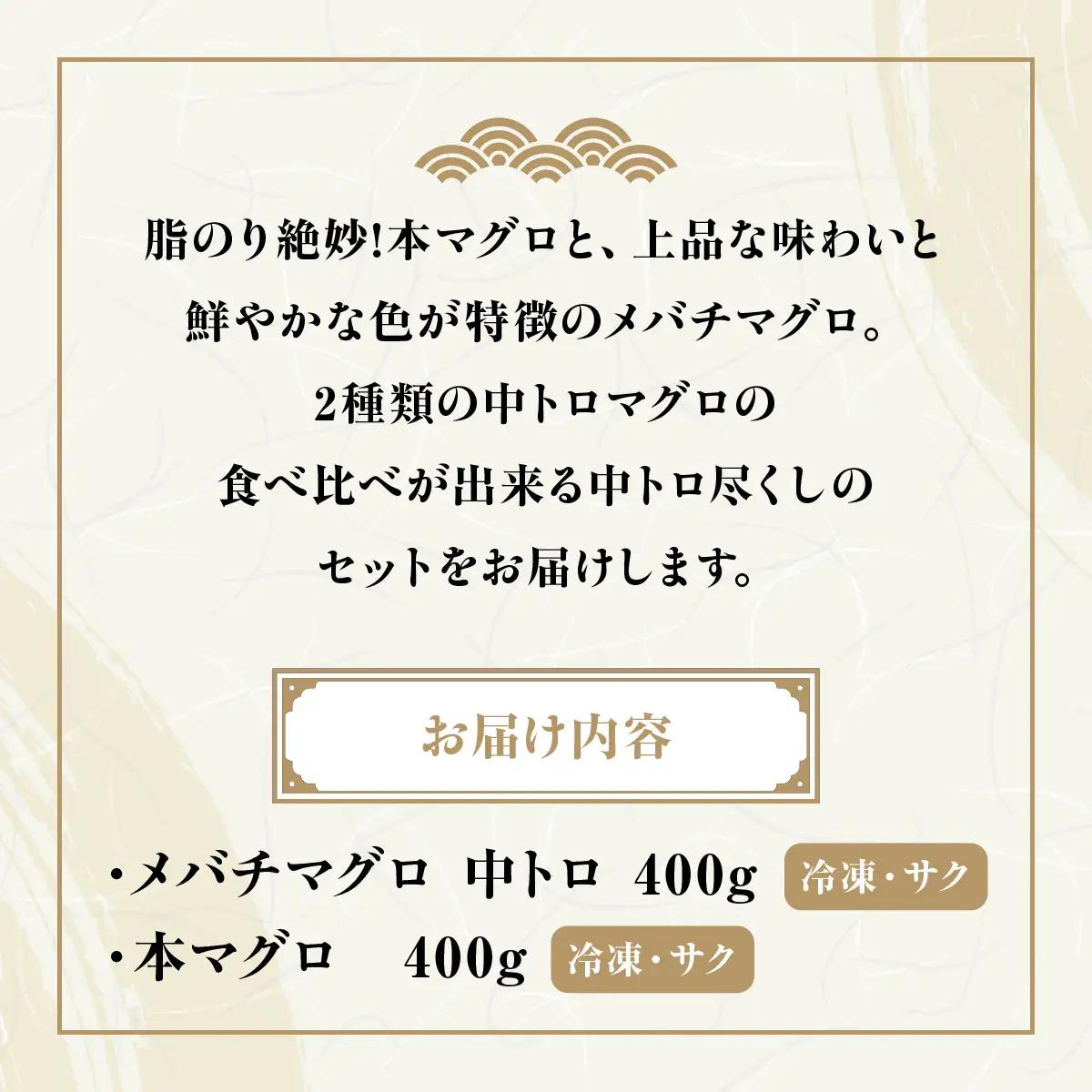メバチ鮪中トロ400g＋養殖本鮪中トロ400g MBT007